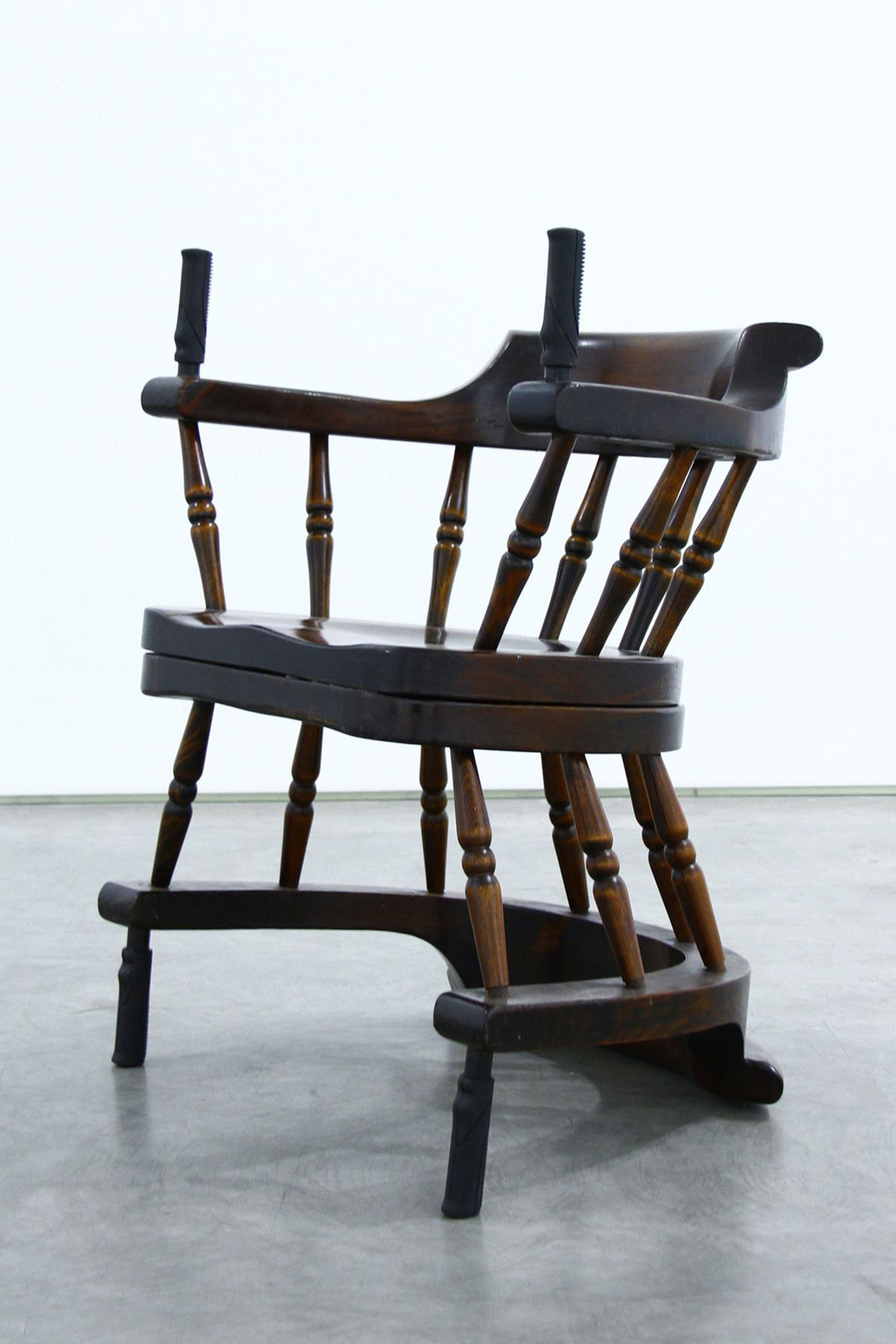 Gripping, 2013 Wood chair parts and bicycle hand grips