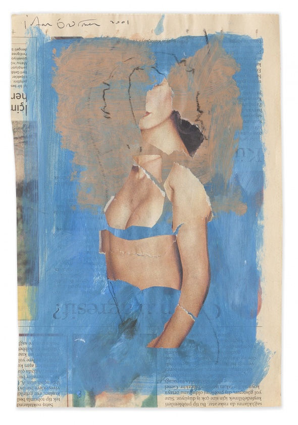 Newspaper Series 18, 2000-2002, Mixed media on newspaper