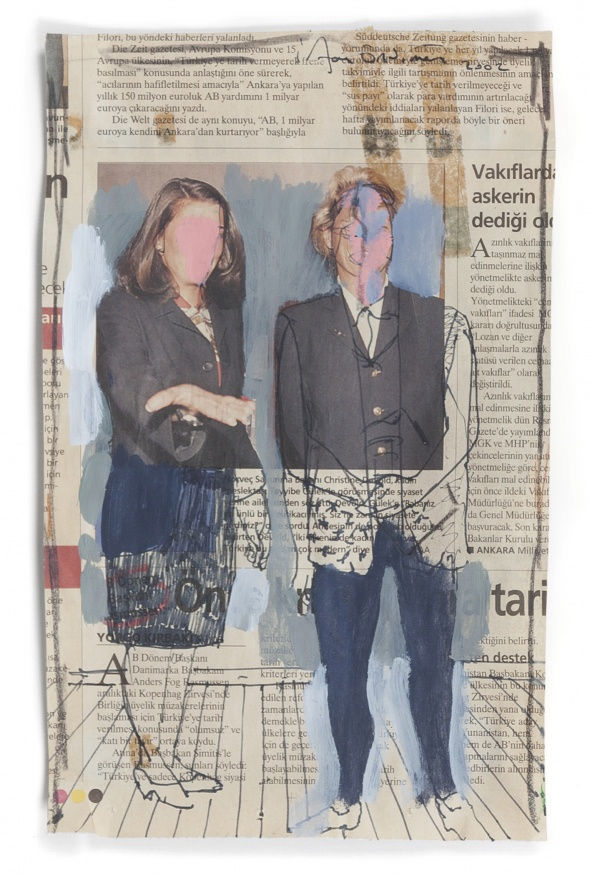 Newspaper Series 6, 2000-2002, Mixed media on newspaper