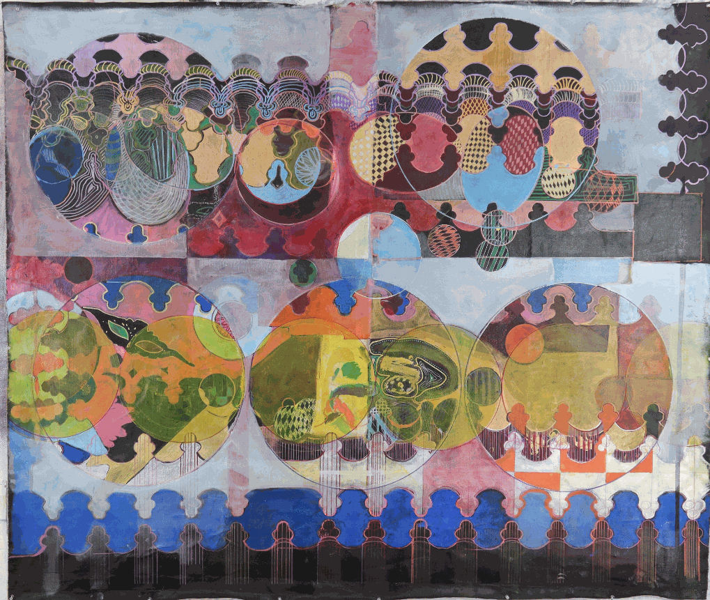 Joe Diggs, Mardi-Gras, 2025, acrylic on canvas, 56 x 66 in