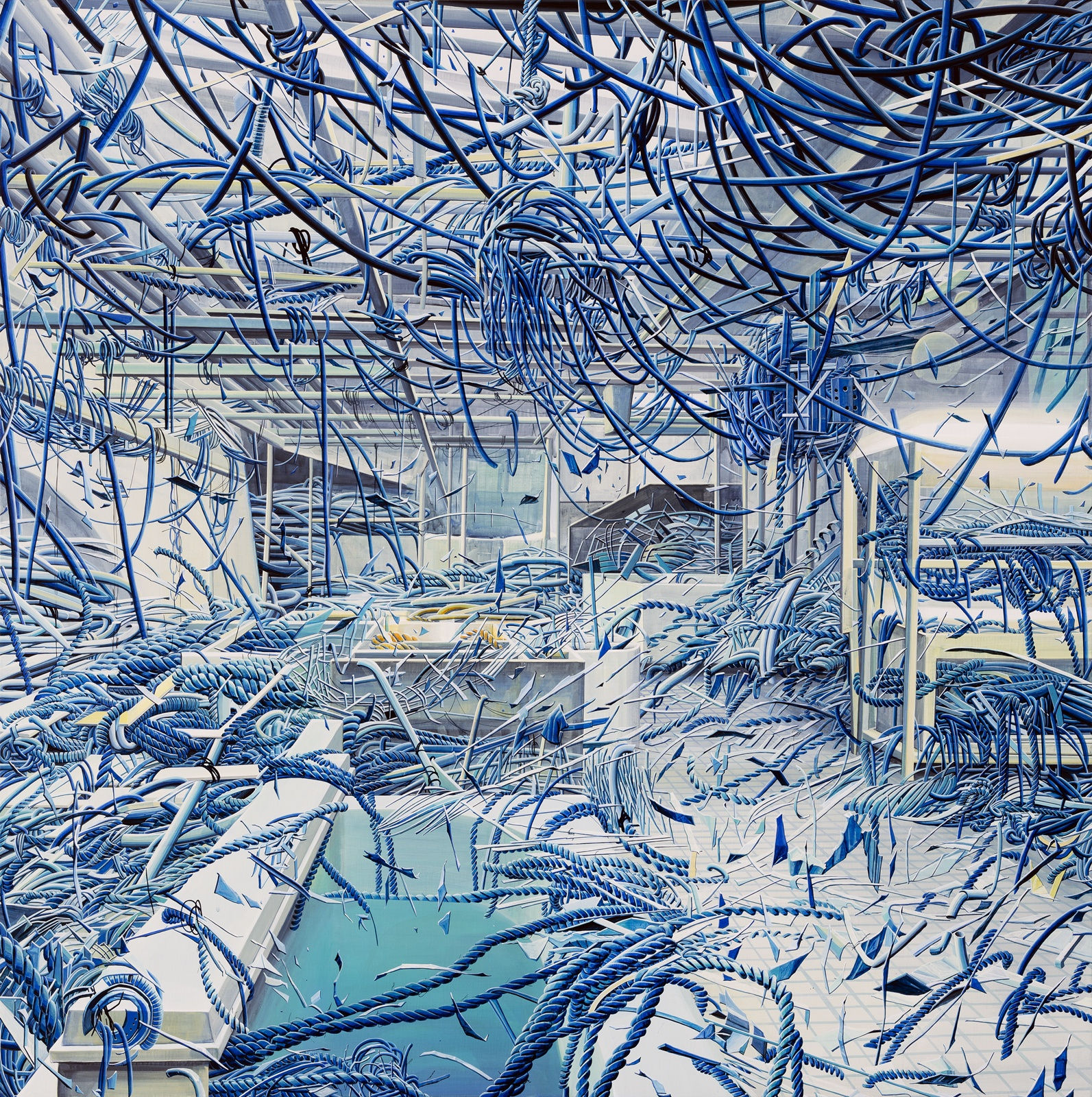 Blue Room-Virtual Aquarium-Outside acrylic on canvas 131 x 131 x 5cm 2015