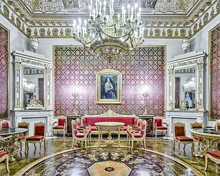Red Room, Yusopof Palace, St. Petersburg, Russia, 2015 21 x 26 in., Ed. 7 & 2AP 32 x 40 in., Ed. 7 & 2AP 44 x 55 in., Ed. 10 & 2AP 59 x 73 1/2 in., Ed. 5 & 2AP