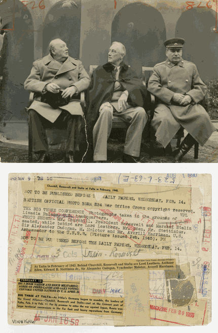 Photographer Unknown, "Big Three" at Yalta: Churchill, Roosevelt and Stalin, February 1945