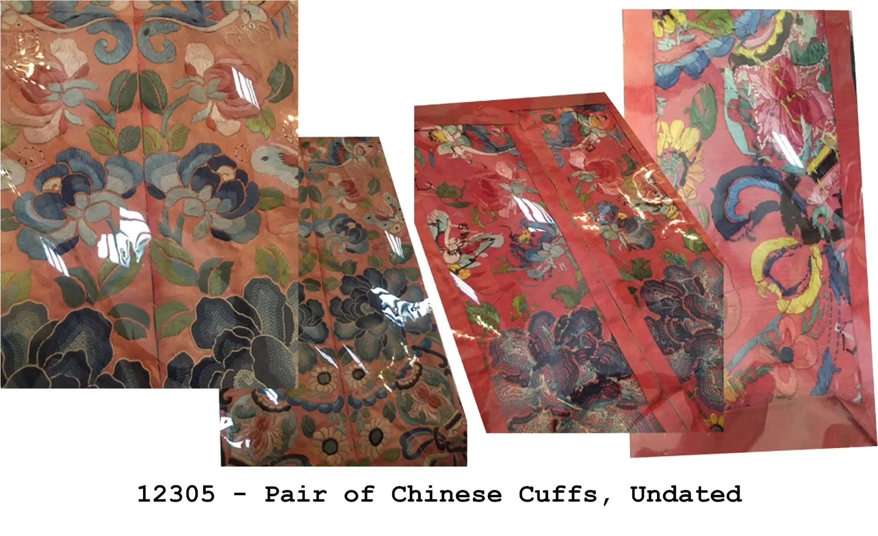 Nineteenth-century Chinese silk cuffs courtesy of the Gawthorpe Collection