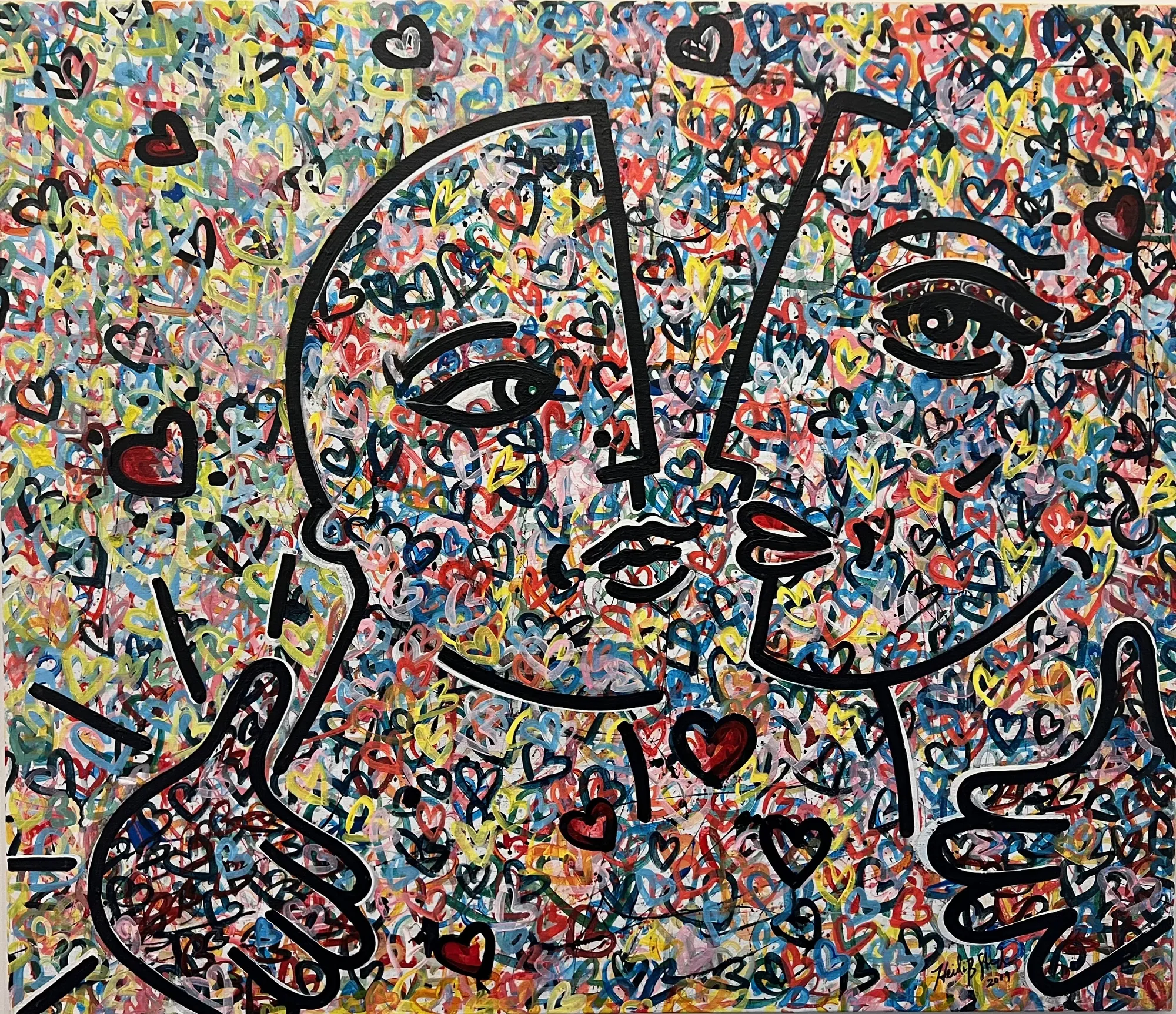 Hearts 2019 36 x 42 Acrylic on canvas