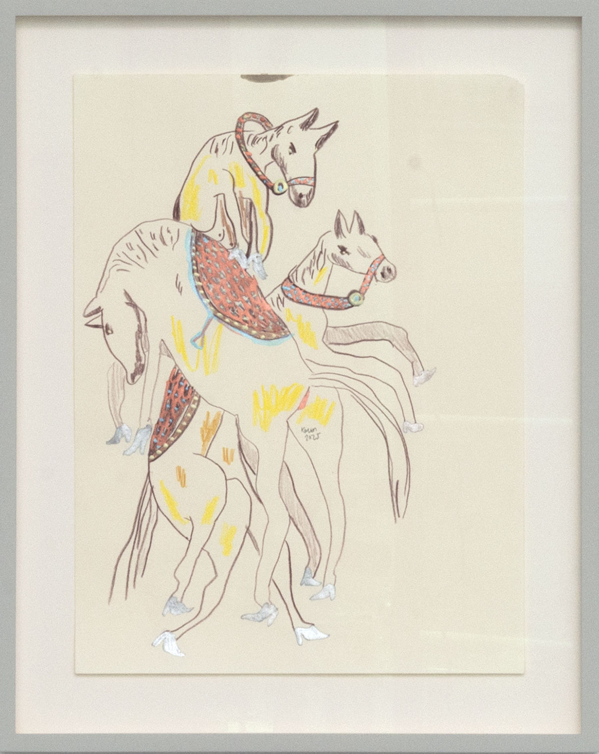 Karim Boumjimar 2025 Stallions In The Moon Mouths Vessels Portals Alice Folker Gallery, Ink and Crayon on Paper