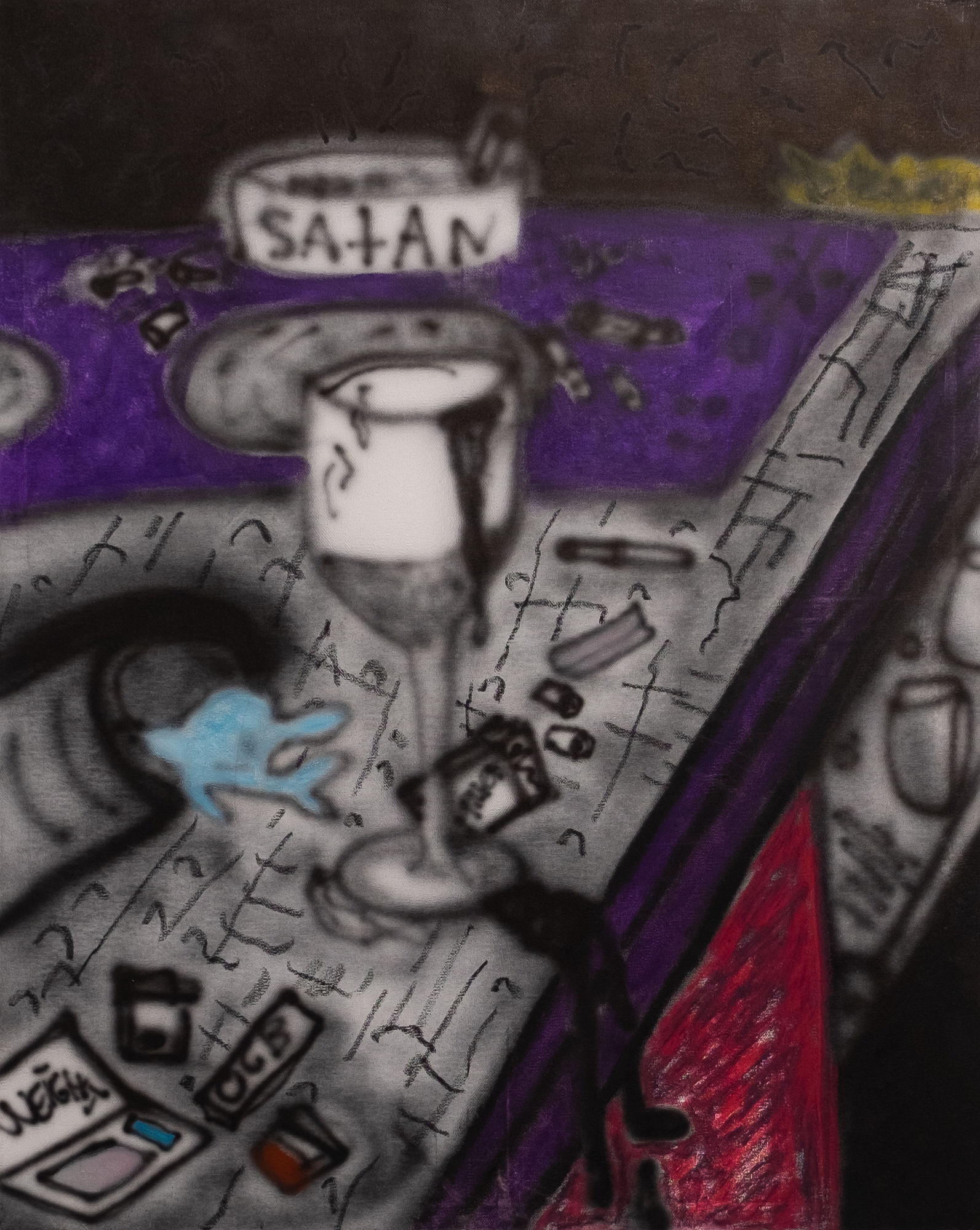 "The Altar",2025 82x61cm, Airbrush and oilpastel on canvas