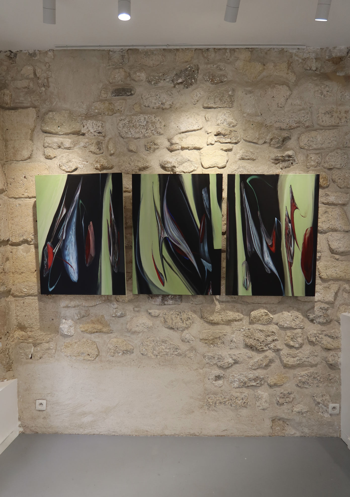 Alfie Rouy, Interceptors Triptyque, 2019 Installation view
