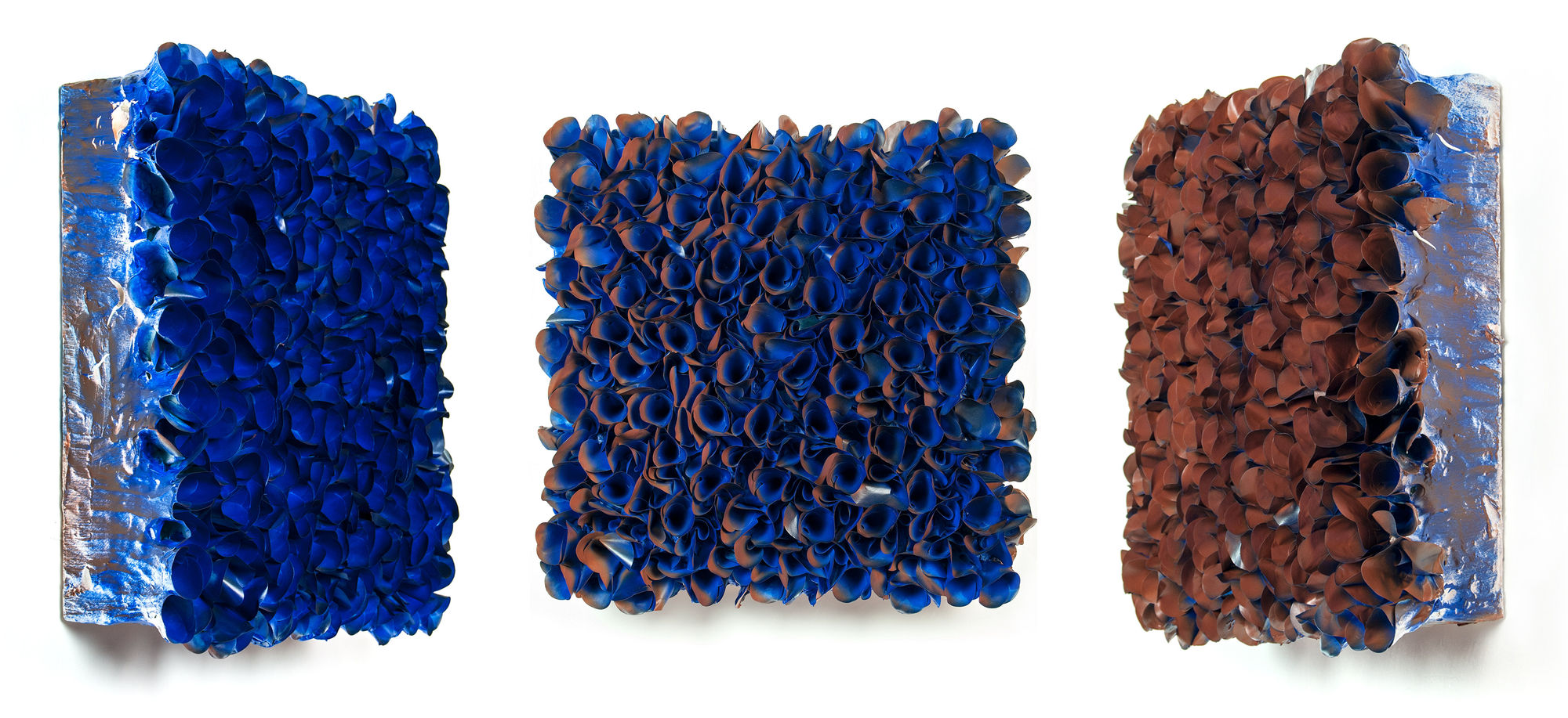 Flower Field, Blue Brown 40 x 40 cm Rice paper and acrylic on canvas