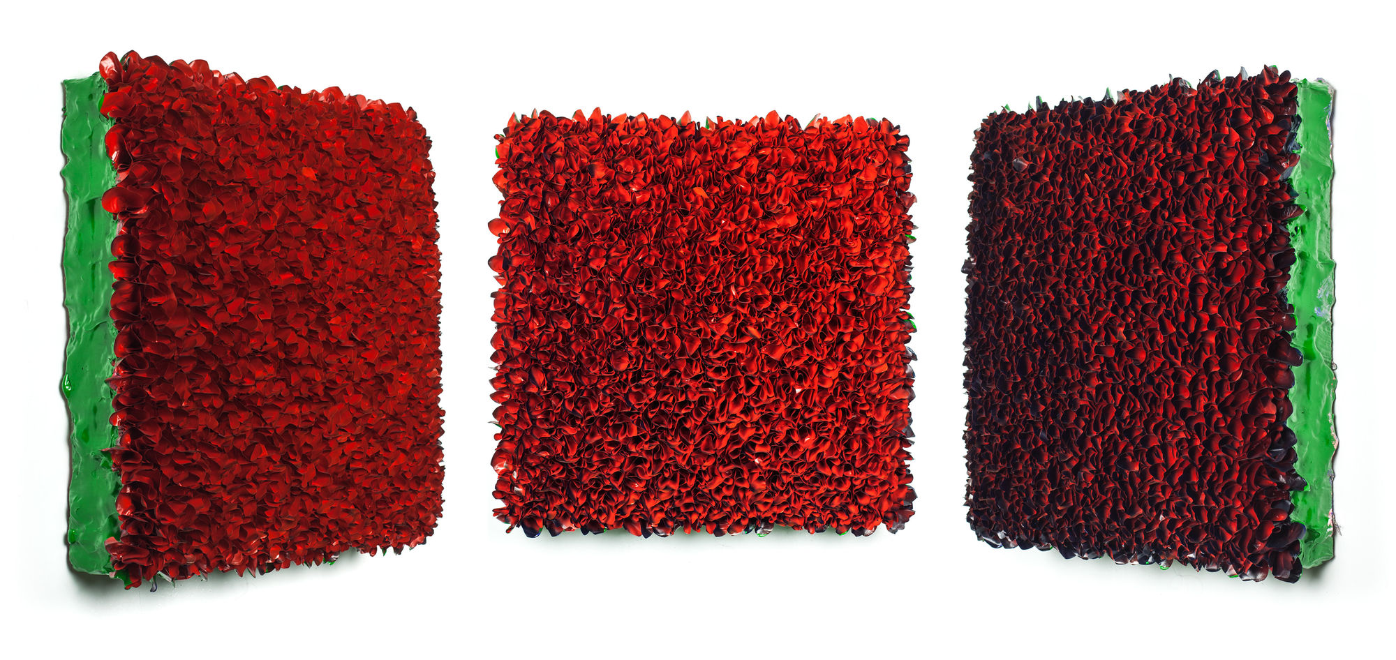 Flower Field, Red 60 x 60 cm Rice paper and acrylic on canvas