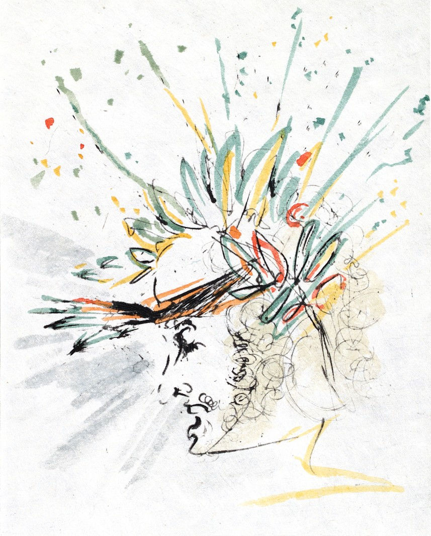 The Poet, 1969 Drypoint etching with Roulette on Japanese paper Vignette 38 x 28 cm