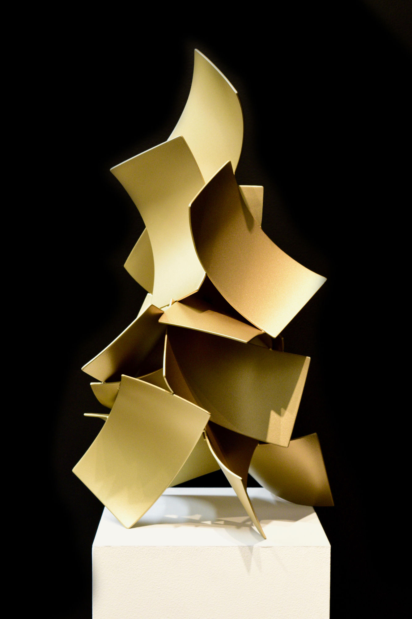 Matt Devine Testing the Wheel #6, 2018 Steel with Aztec gold Powdercoat 66h x 35w x 30d cm