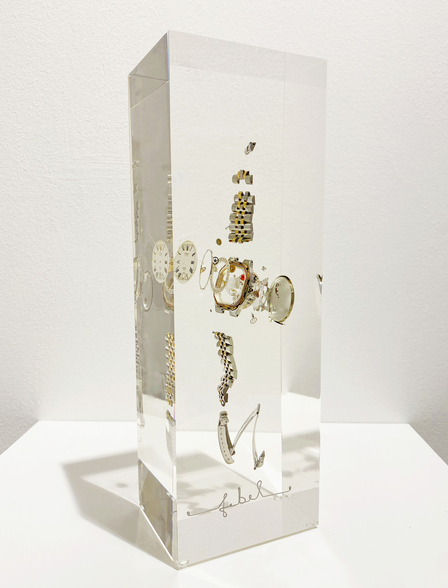 François Bel (1977) Taking it Easy Resin and original watch parts 30h x 10w x 10d cm