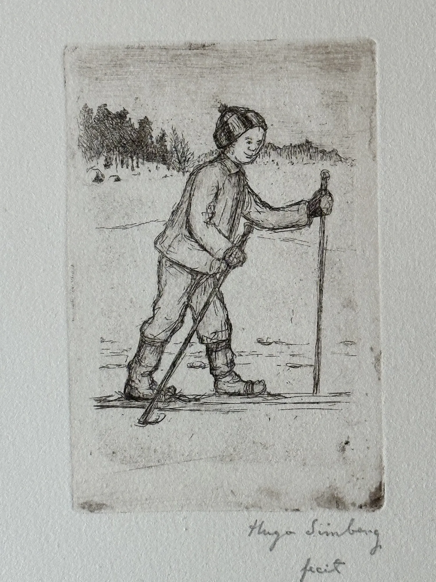 Hugo Simberg, Skidande Gosse (Boy skiing), 1899