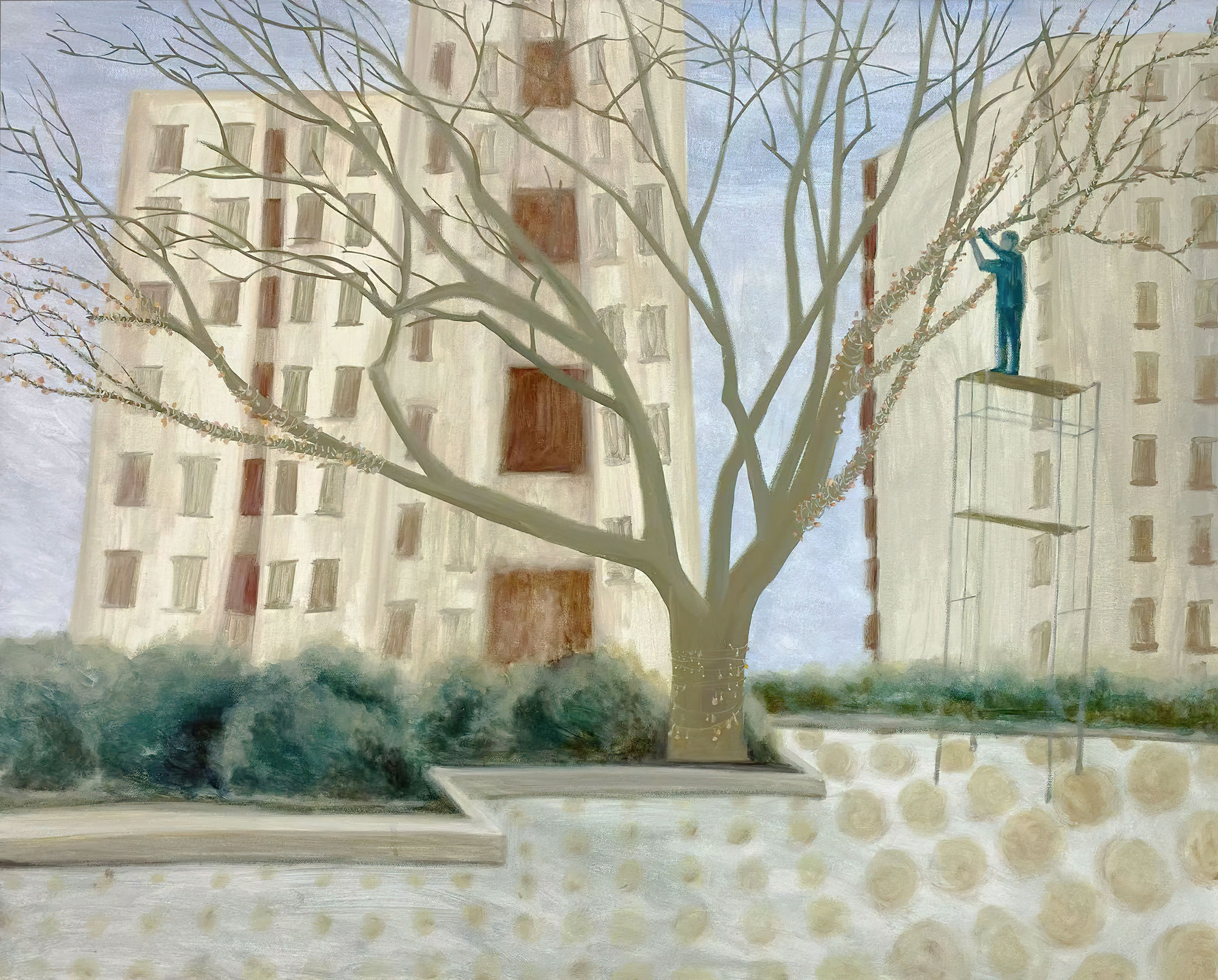 张银亮，火树银花，布面油画，50 × 70 cm，2023 Anna NganLeong Cheung, Sparkling Tree, Oil on linen, 50 × 70 cm, 2023