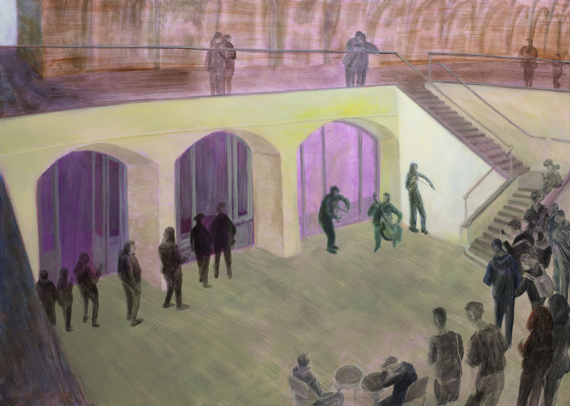 张银亮，考文特花园XXII，布面油画，150 × 210 cm，2024 Anna NganLeong Cheung, Covent Garden XXII, Oil on linen, 150 × 210 cm, 2024