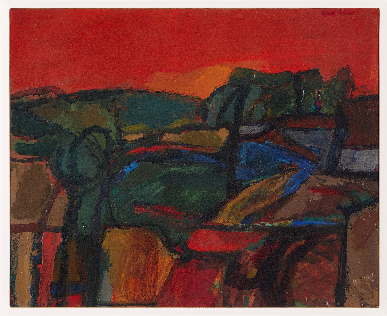 Red Landscape In Kent by Alfred Cohen
