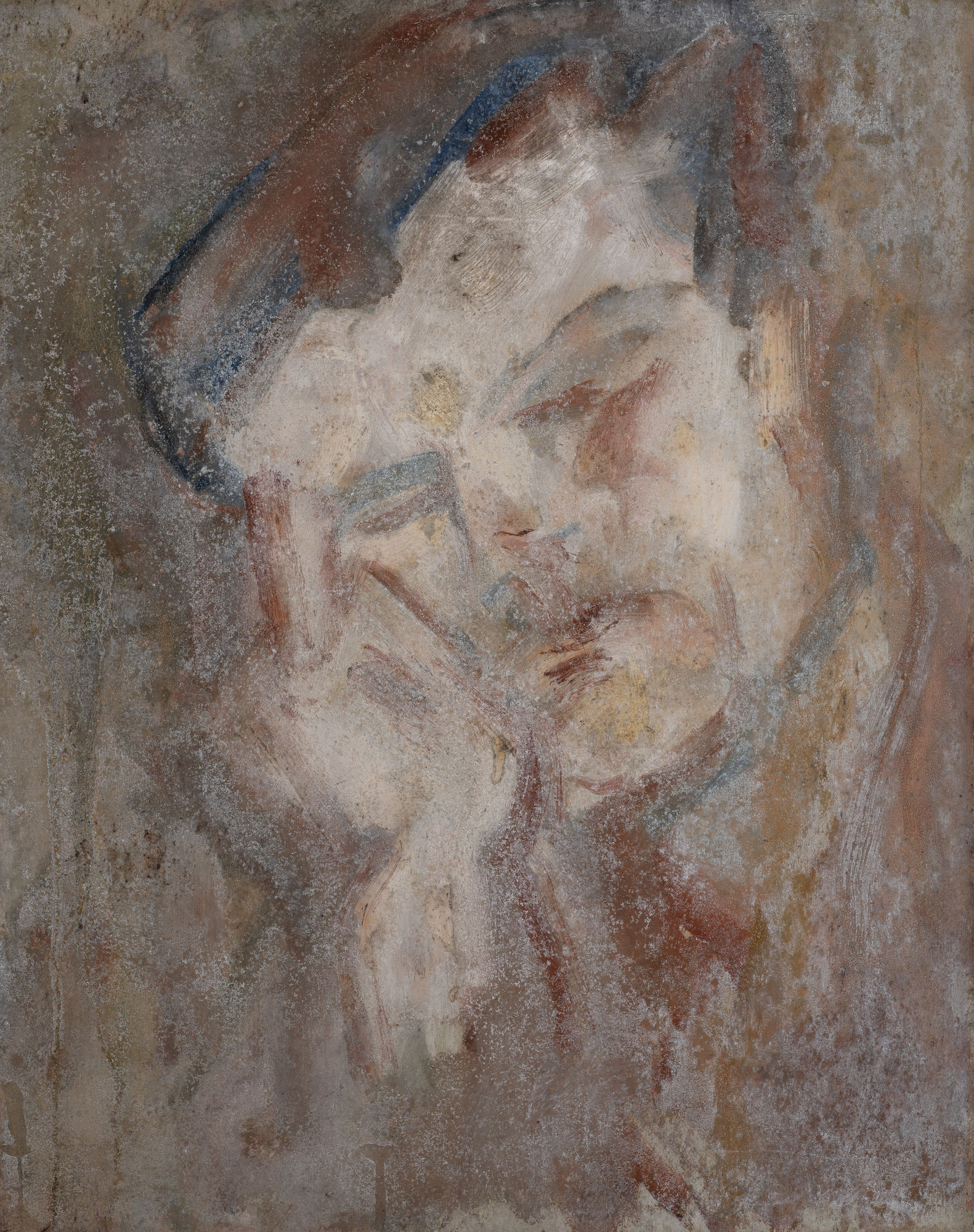 Head of a Man, c.1951-53, oil on board, 50.6 x 40cm. The Gustav Metzger Foundation
