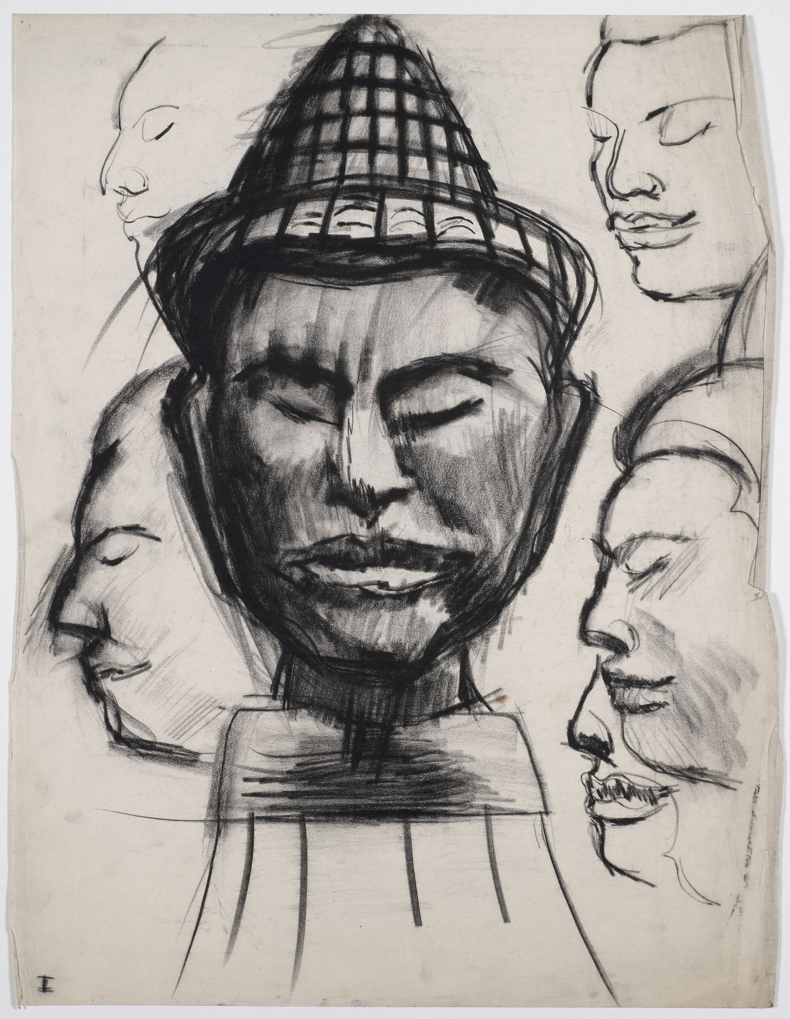 Untitled, British Museum Study, c. 1950, charcoal on paper, 56 x 43.5cm, The Gustav Metzger Foundation
