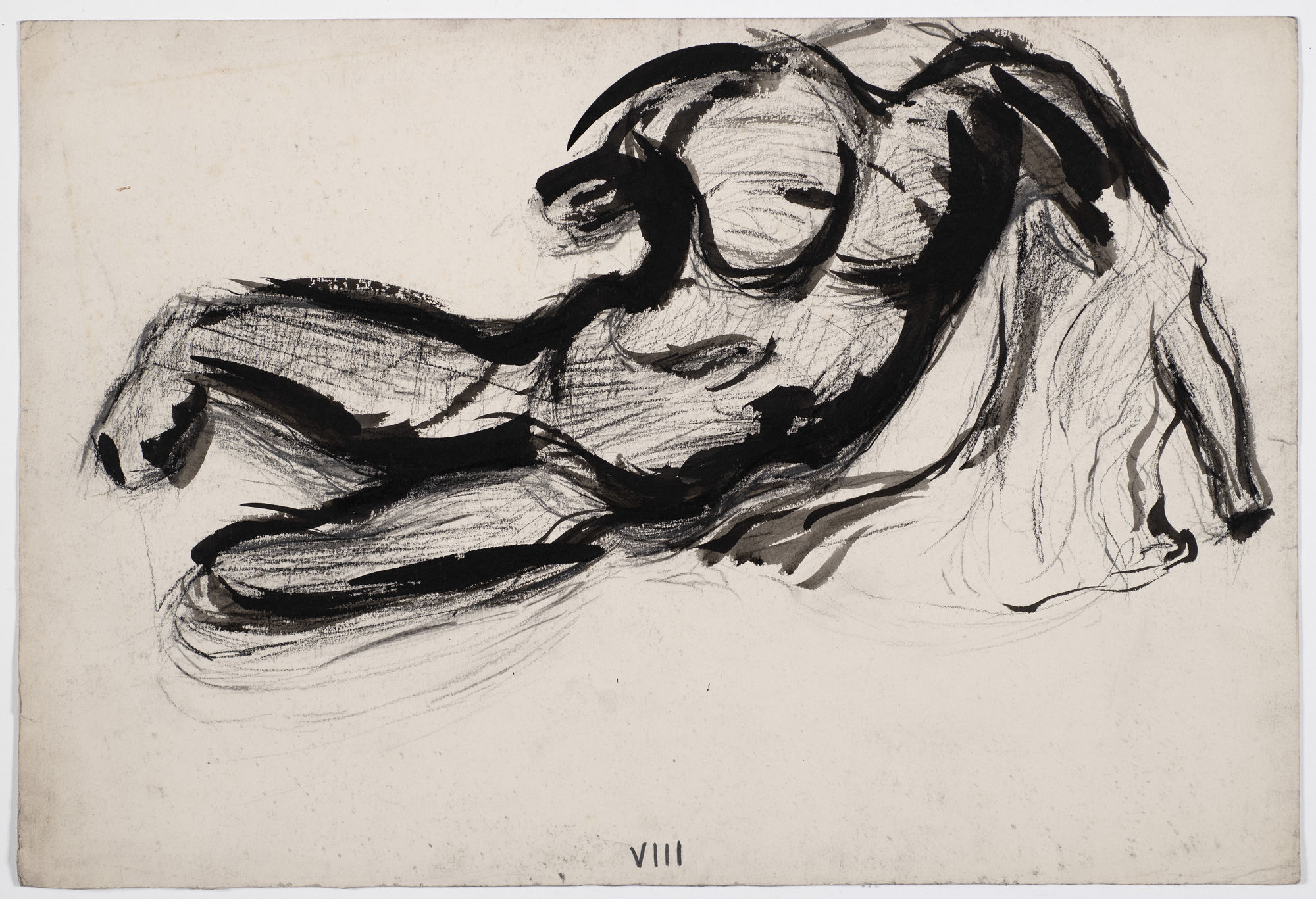 Untitled (Parthenon Figure Study, British Museum), c. 1950, ink on paper, 38 x 56cm. The Gustav Metzger Foundation