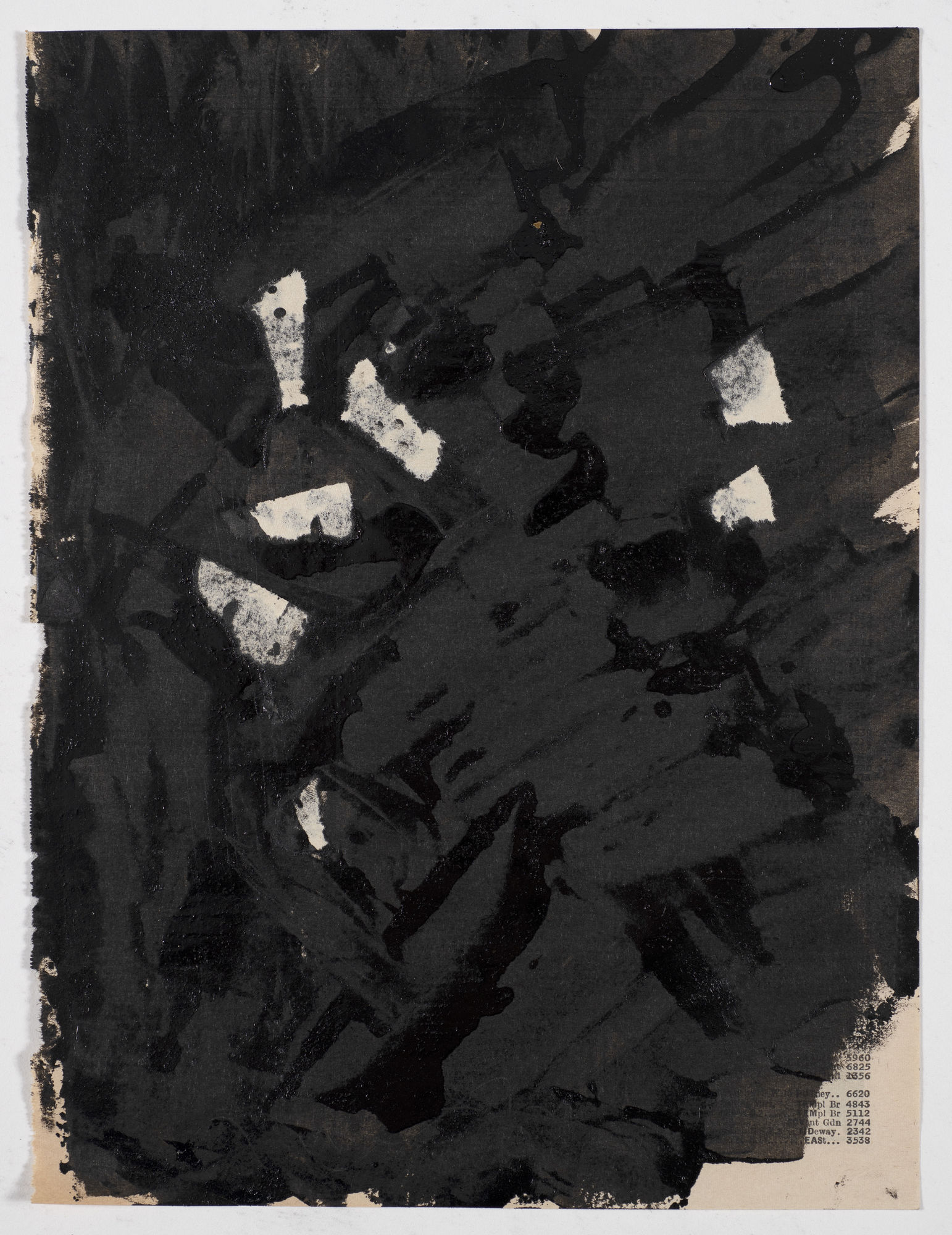 Untitled (London phone book series), c.1957-58, oil on paper, 17.5 x 20.7cm. The Gustav Metzger Foundation
