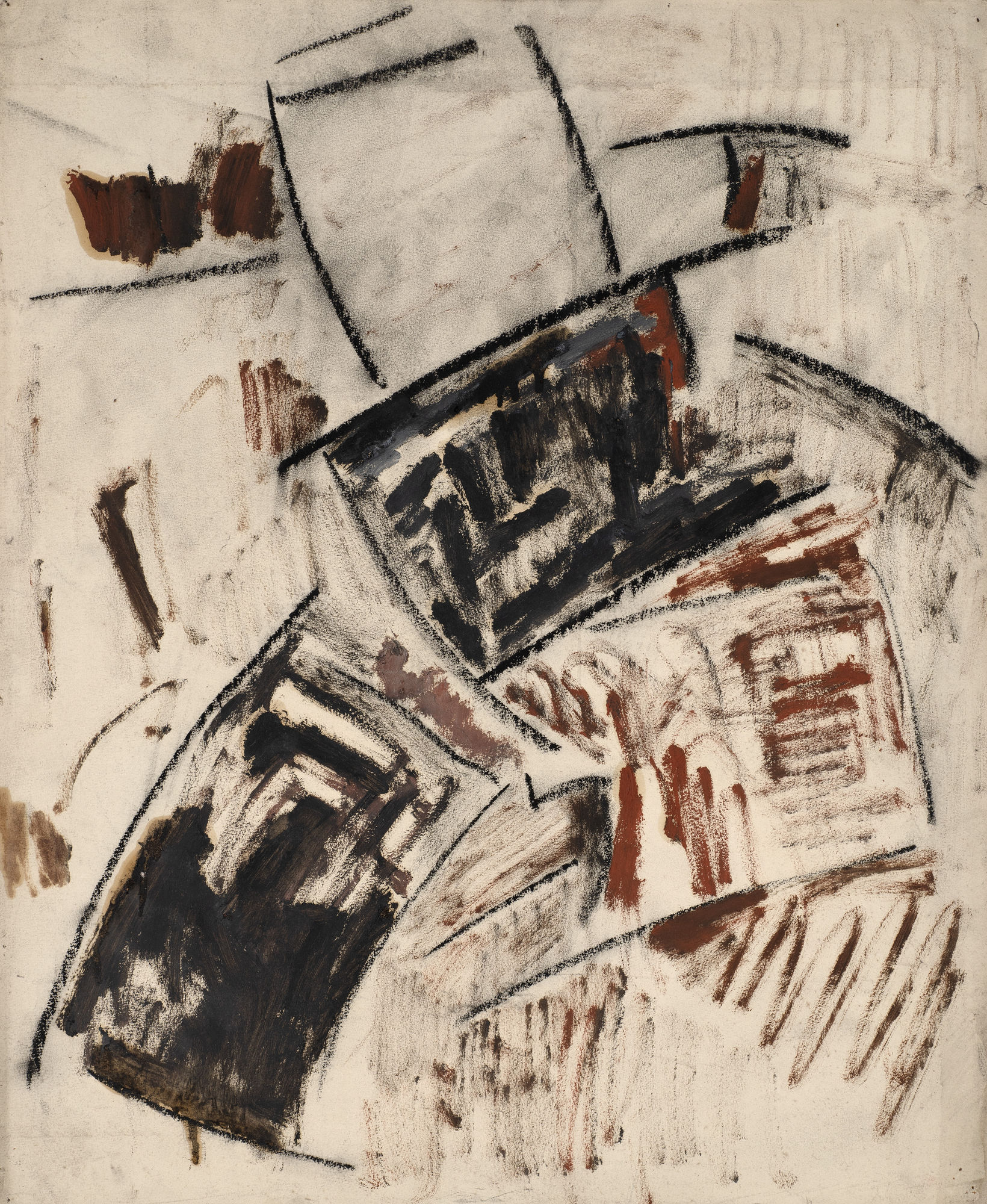 Untitled, c. 1956-60, oil on paper laid down on board, 56 x 46cm. The Gustav Metzger Foundation