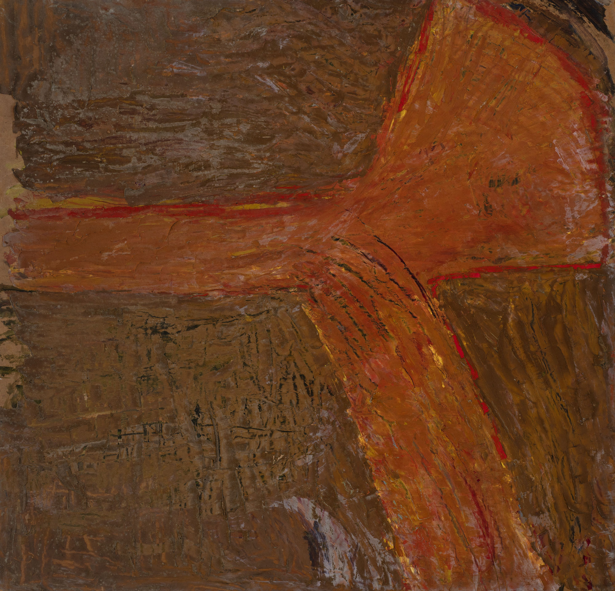 Untitled, c. 1947-53, oil on board, 122 x 117cm. The Gustav Metzger Foundation