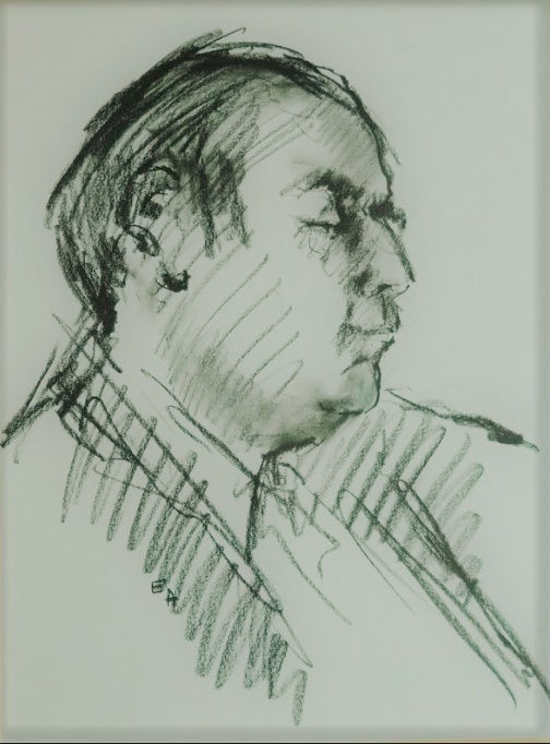 Eva Albrook (1925-2020) Portrait of Sigmund Nissel n.d. Pencil on paper 63.2 x 52.6 cm Ben Uri Collection &copy; The Estate of Eva Aldbrook
