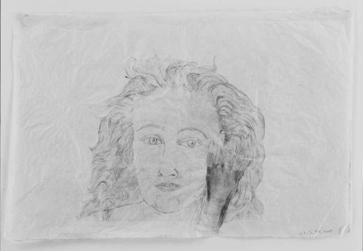 Kiki Smith Oh (9), 2005 Collage, ink on Nepal paper 19 1/2 x 30 inches 49.53 x 76.2 cm