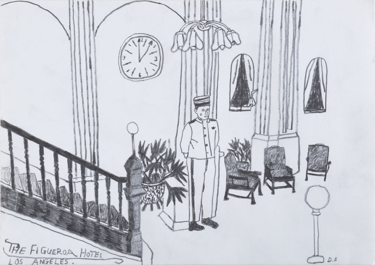 Danny Fox Study Of A Night Porter, 2018 Graphite on paper 11 3/4 x 16 1/2 inches 30.0 x 42.0 cm