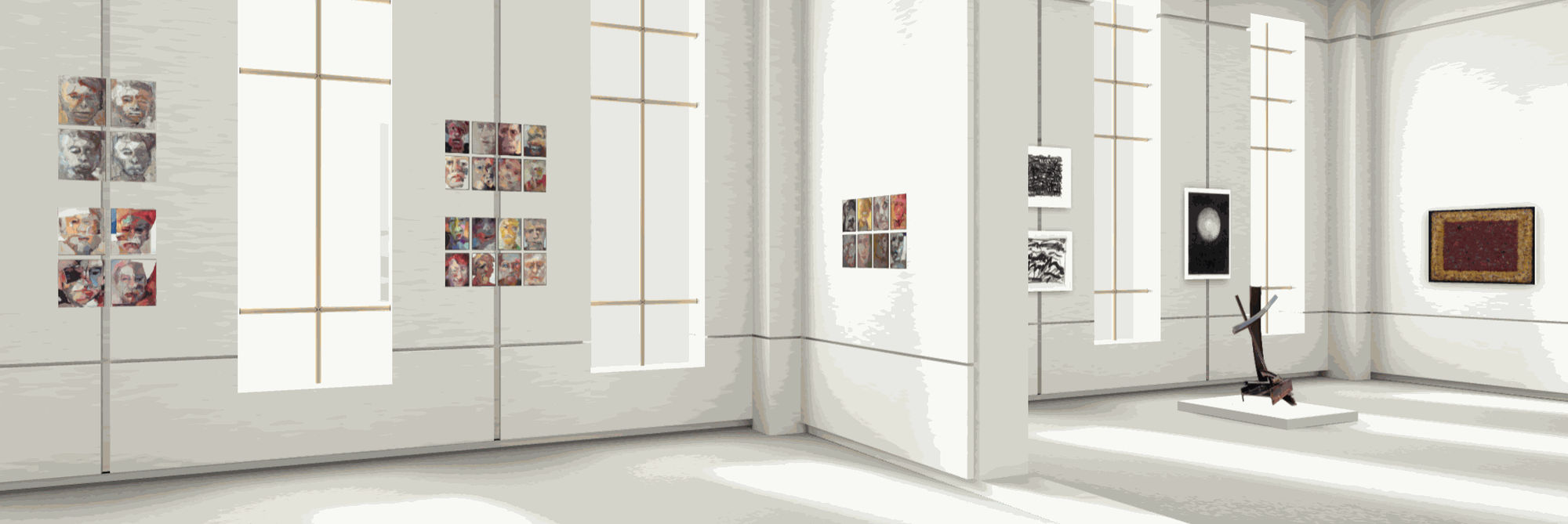 left to right: James Singelis, Michel Goldberg, sculpture by Gregory Steel, Nicki Marx