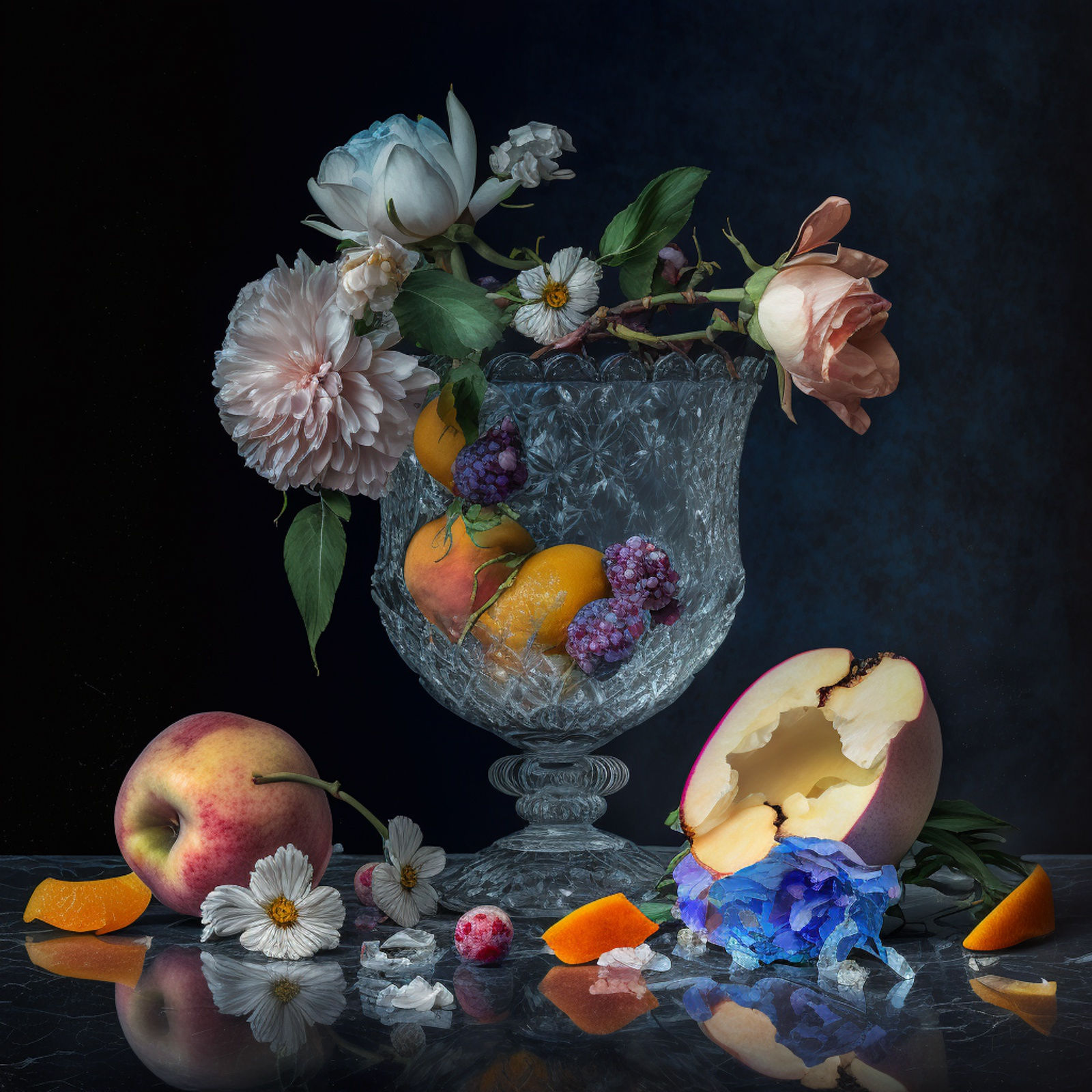 Still Life with Flowers and Transparent Bowl, 2022 Archival pigment print on paper, 10x10 up to 30 x 30 inches