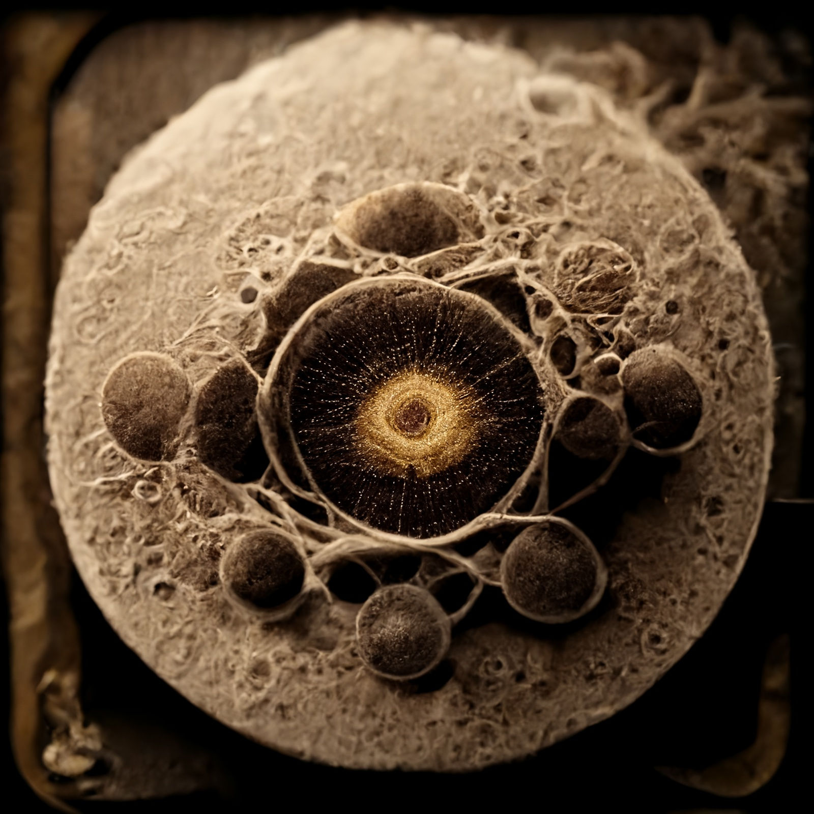 Micrographica Sigma, 2021 Archival pigment print on paper, 20x20 inches or glass and gold leaf, 10x10 inches