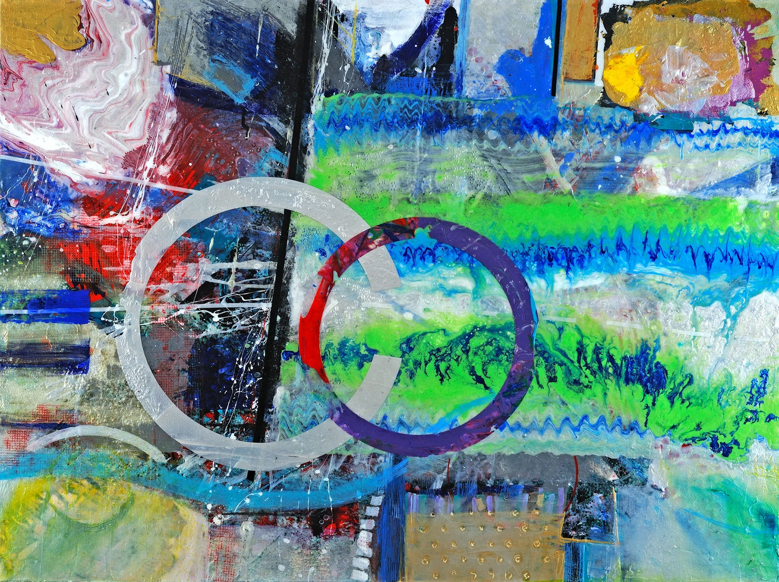 Continuation, 2014 Acrylic, latex, ink on canvas, 36x48 inches