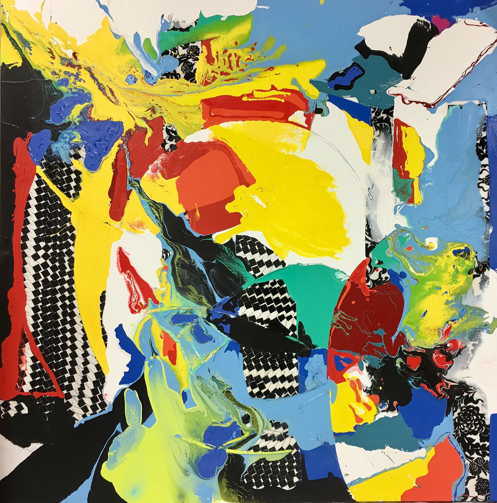 Cosmograph.011, 2017 Acrylic enamel, fabric on canvas, 72x72 inches