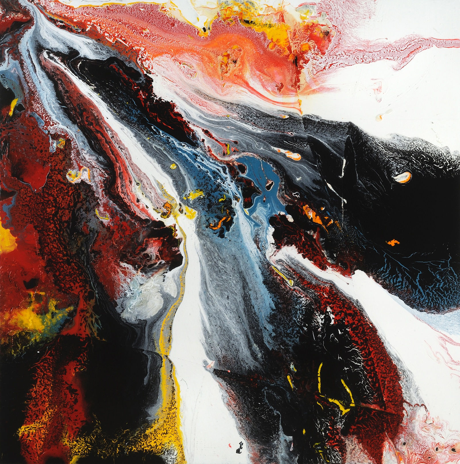 Magnetism, 2016 Acrylic enamel, ink, glass beads, 36 x 36 inches