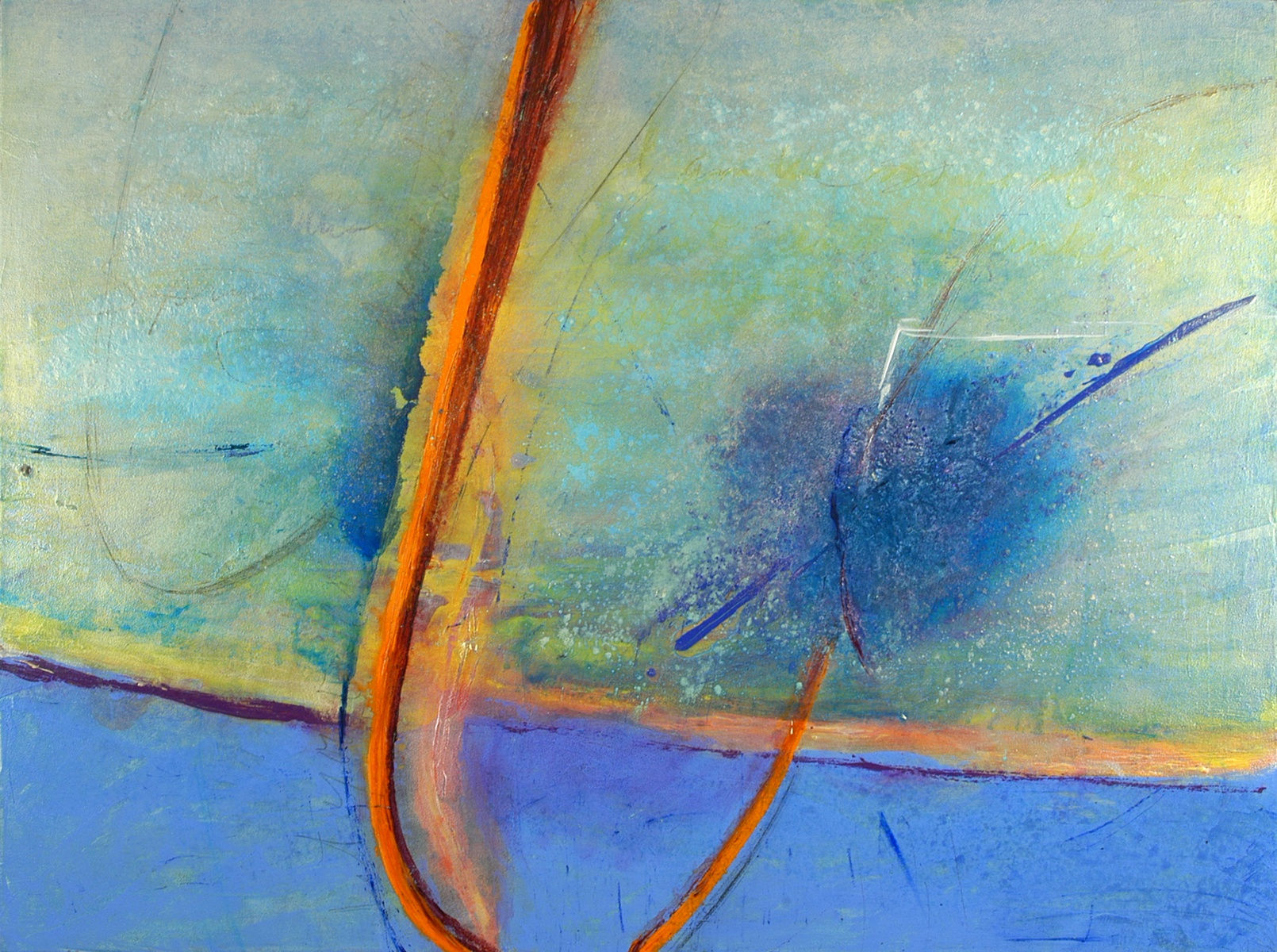 Arc Point, 2005 Acrylic, sand, charcoal, beads on canvas, 36x48 inches