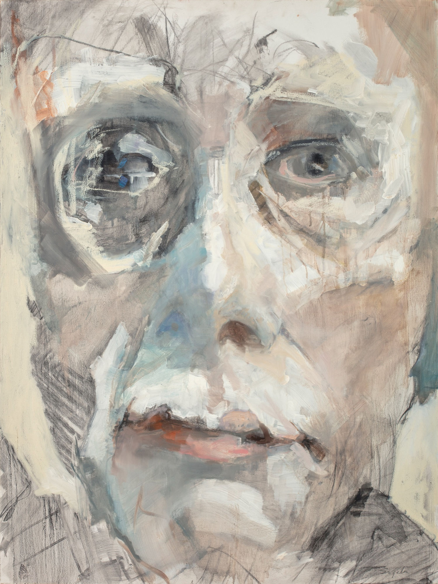 Jim Singelis, Smirk, 2015 Oil, charcoal on canvas, 40 x 30 inches