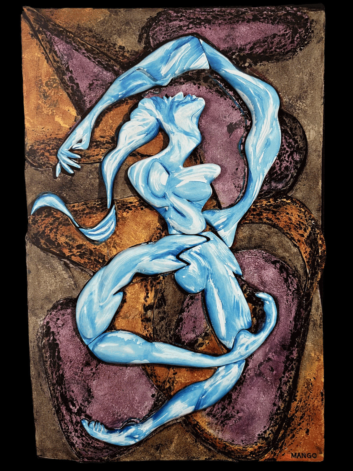 Rob Mango, Blue Dance, 2012 Oil on canvas over sculpted foam, 70 x 46 inches