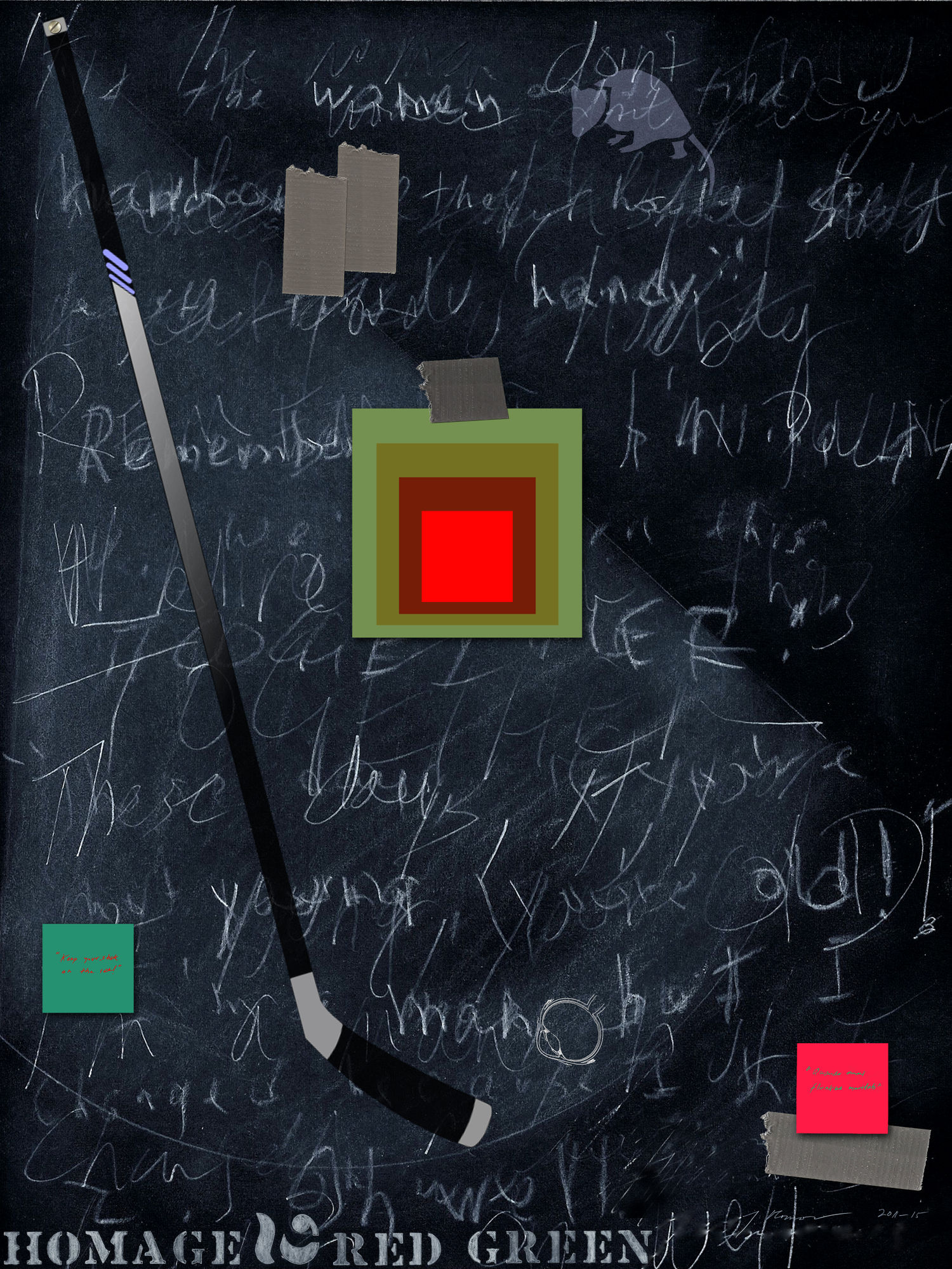 John A. O’Connor, Homage to Red Green, 2015 Mixed media on Sintra, 40 x 30 inches