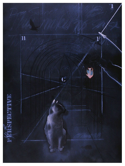 John A. O’Connor, Purrspective, 1988 Acrylic on board, 40 x 30 inches