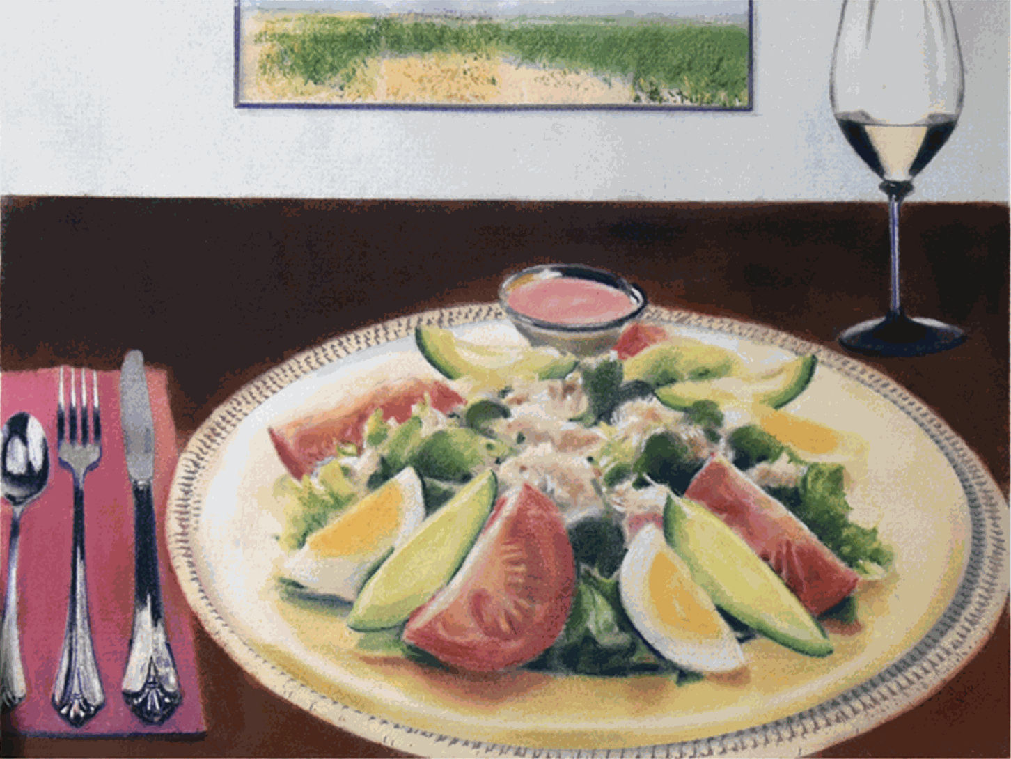 John A. O'Connor, Crab Louis, 2022 Pastel on paper, 9 x 13 inches