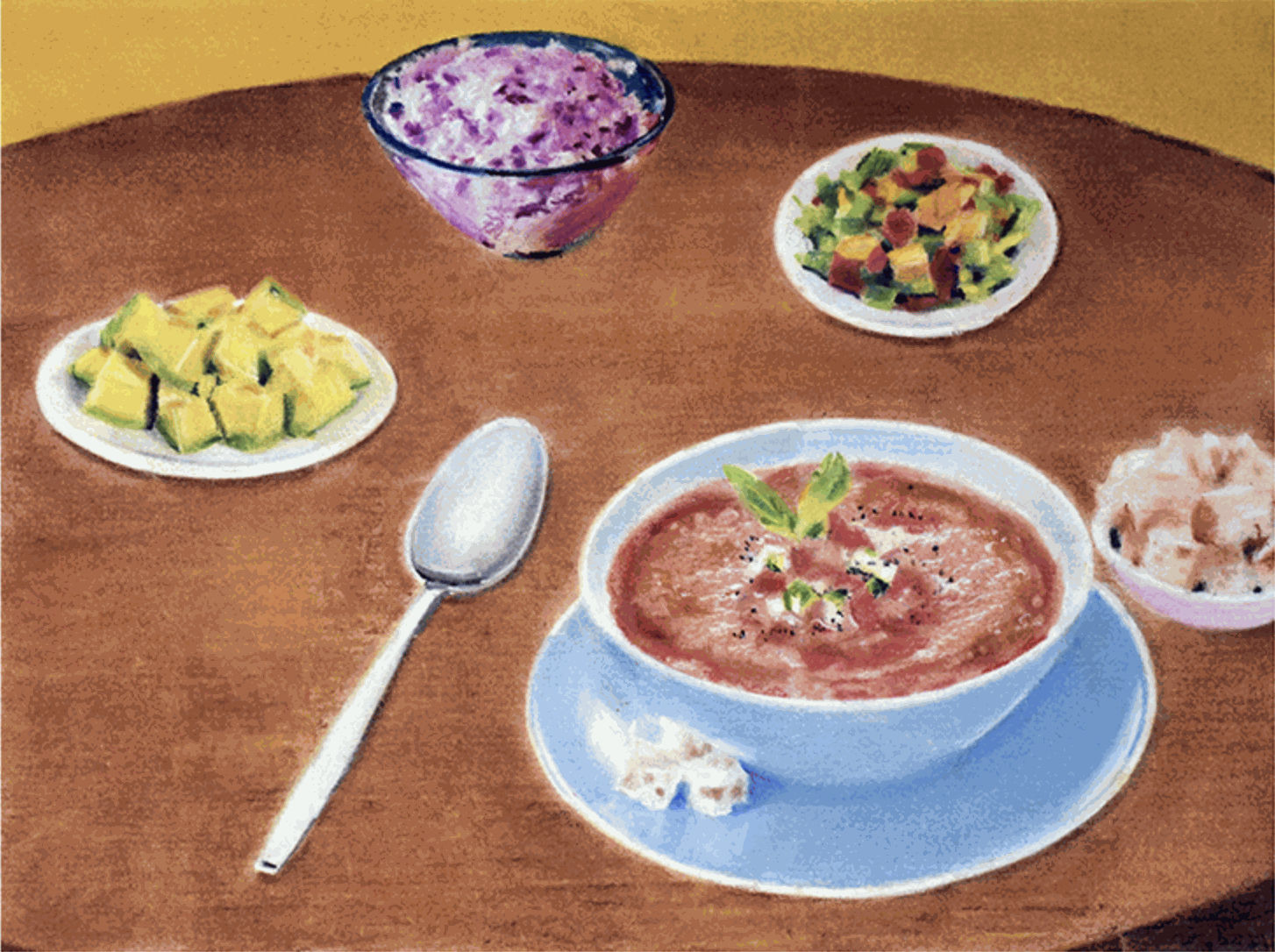 John A. O'Connor, Gazpacho, 2022 Pastel on paper, 9 x 13 inches