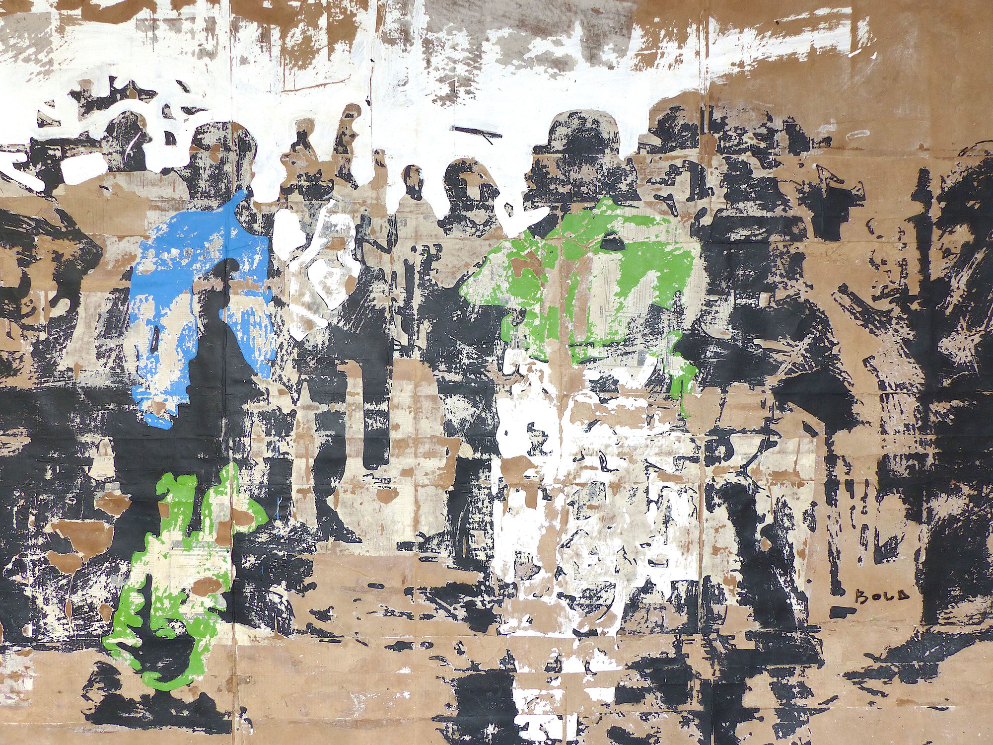 Foule dja, technique mixte, 200 x 374 cm © Armand Boua