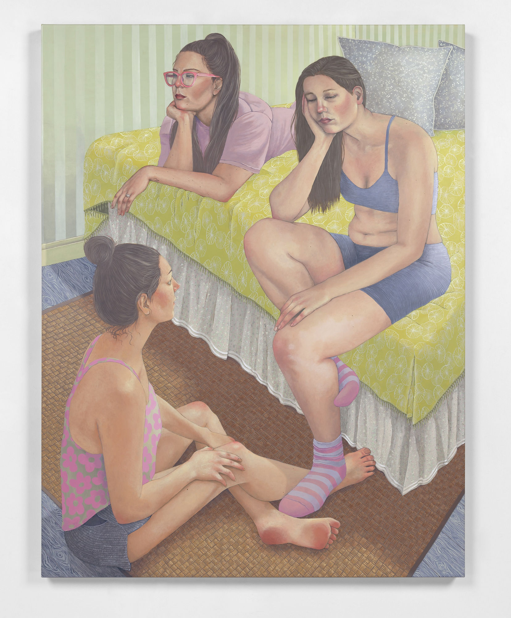 Vikki, Kelsey, and Erica, 2020-21 acrylic on canvas 92 x 70 in (233.7 x 177.8 cm)
