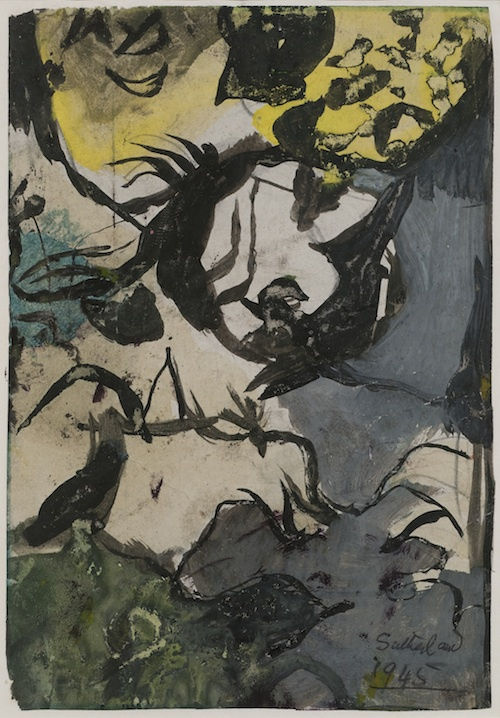 Graham SUTHERLAND (1903 – 1980) Study for Entrance to a Lane, 1945 Gouache 6 ¼ x 4 3/8 inches / 16 x 11 cm Signed and dated lower right