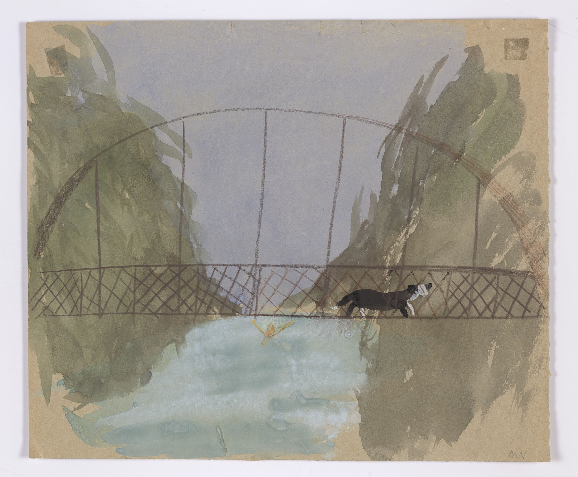 Mary Newcomb, Magpie dog going over bridge