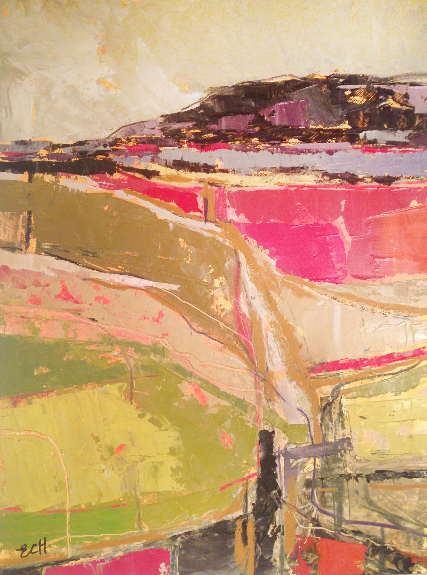 Emma Haggas Across the Fields Signed Oil on board 19 3/4 x 14 5/8 in 50 x 37 cms