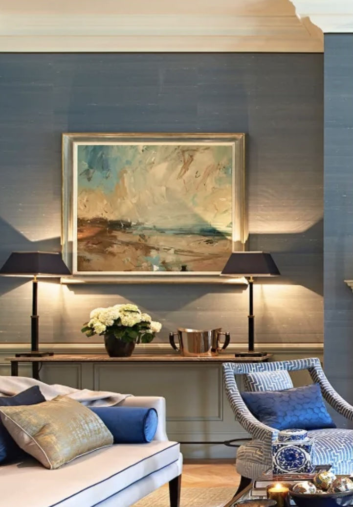 Louise Balaam NEAC, RWA abstract seascape in a client's sitting room.