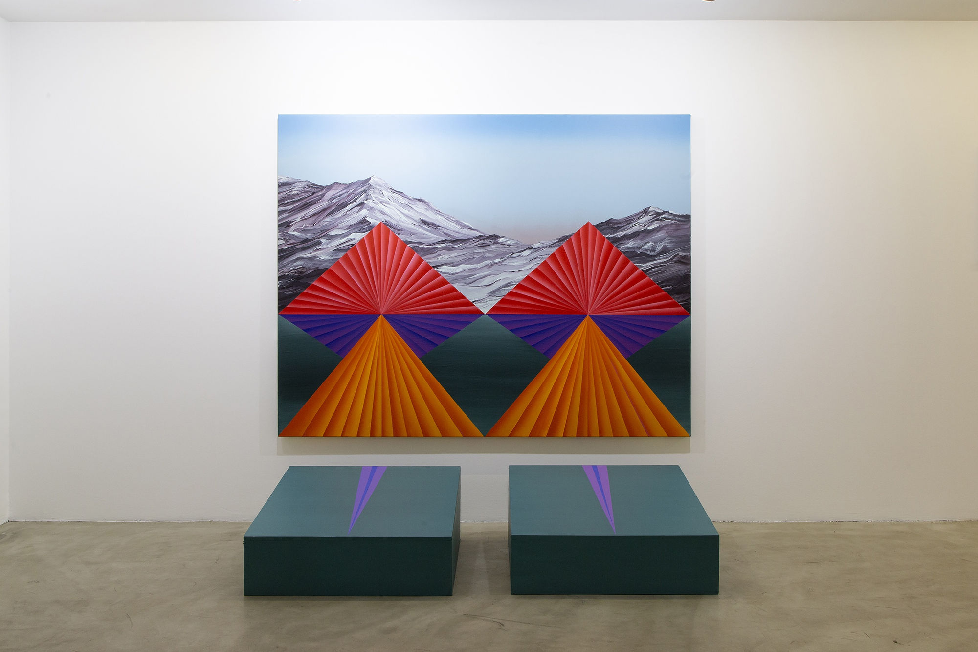 Installation View of Here, We Can Stay For A While a solo presentation of works by Farbod Elkaee.